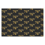[ Thumbnail: Black, Faux Gold 76th (Seventy-Sixth) Event Tissue Paper ]