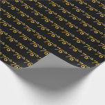[ Thumbnail: Black, Faux Gold 76th (Seventy-Sixth) Event Wrapping Paper ]