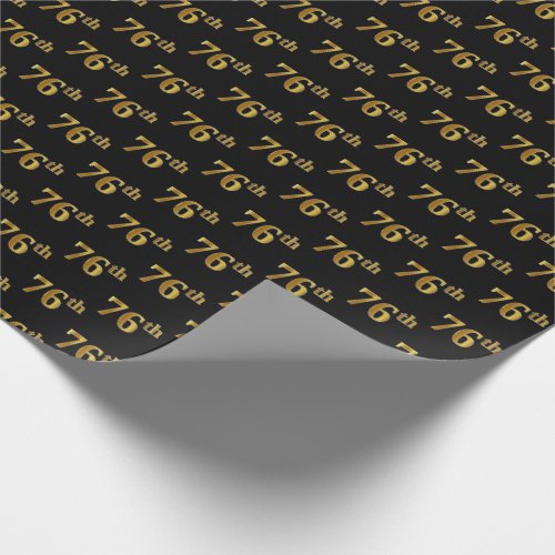 Black Faux Gold 76th Seventy_Sixth Event Wrapping Paper