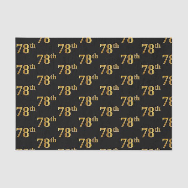 Black, Faux Gold 78th (Seventy-Eighth) Event Tissue Paper (Front)