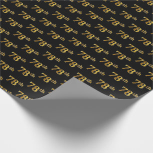 Black, Faux Gold 78th (Seventy-Eighth) Event Wrapping Paper