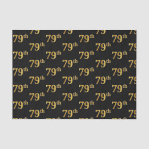 Black, Faux Gold 79th (Seventy-Ninth) Event Tissue Paper