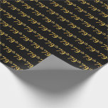 [ Thumbnail: Black, Faux Gold 79th (Seventy-Ninth) Event Wrapping Paper ]