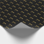 [ Thumbnail: Black, Faux Gold 7th (Seventh) Event Wrapping Paper ]