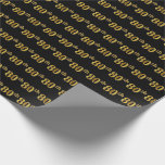 [ Thumbnail: Black, Faux Gold 80th (Eightieth) Event Wrapping Paper ]