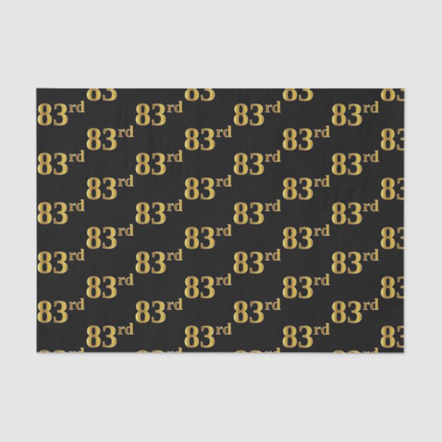 Black, Faux Gold 83rd (Eighty-Third) Event Tissue Paper (Front)
