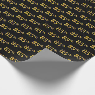 Black, Faux Gold 85th (Eighty-Fifth) Event Wrapping Paper