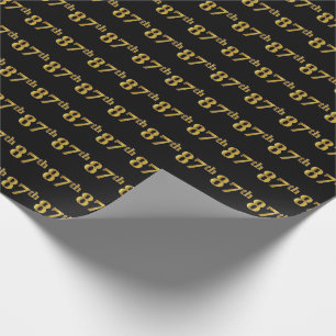 Black, Faux Gold 87th (Eighty-Seventh) Event Wrapping Paper