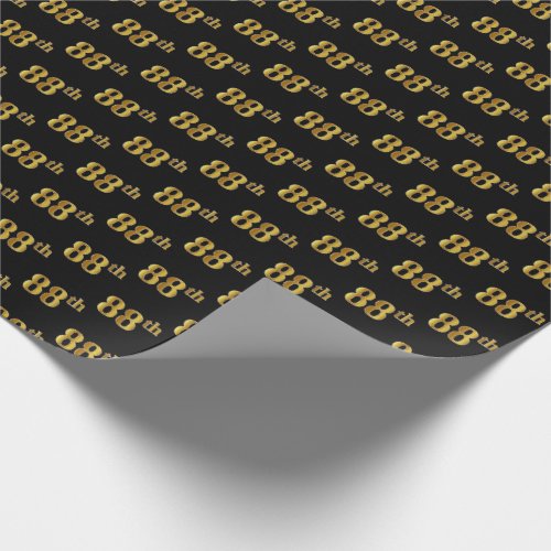 Black Faux Gold 88th Eighty_Eighth Event Wrapping Paper