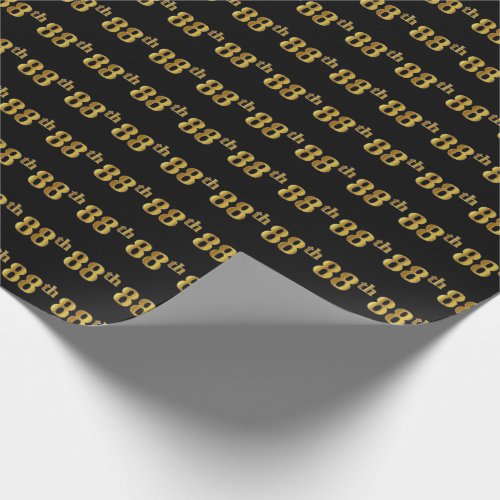 Black Faux Gold 88th Eighty_Eighth Event Wrapping Paper