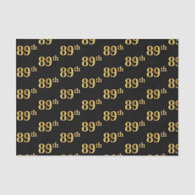 Black, Faux Gold 89th (Eighty-Ninth) Event Tissue Paper (Front)