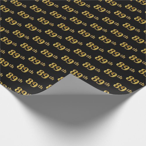 Black Faux Gold 89th Eighty_Ninth Event Wrapping Paper