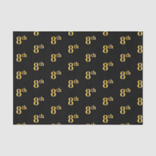 Black, Faux Gold 8th (Eighth) Event Tissue Paper