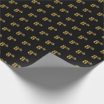 [ Thumbnail: Black, Faux Gold 8th (Eighth) Event Wrapping Paper ]