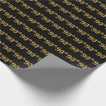 [ Thumbnail: Black, Faux Gold 90th (Ninetieth) Event Wrapping Paper ]