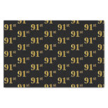 [ Thumbnail: Black, Faux Gold 91st (Ninety-First) Event Tissue Paper ]