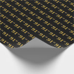 [ Thumbnail: Black, Faux Gold 91st (Ninety-First) Event Wrapping Paper ]