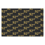 [ Thumbnail: Black, Faux Gold 92nd (Ninety-Second) Event Tissue Paper ]