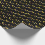 [ Thumbnail: Black, Faux Gold 92nd (Ninety-Second) Event Wrapping Paper ]