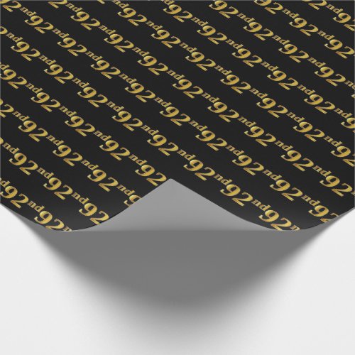 Black Faux Gold 92nd Ninety_Second Event Wrapping Paper