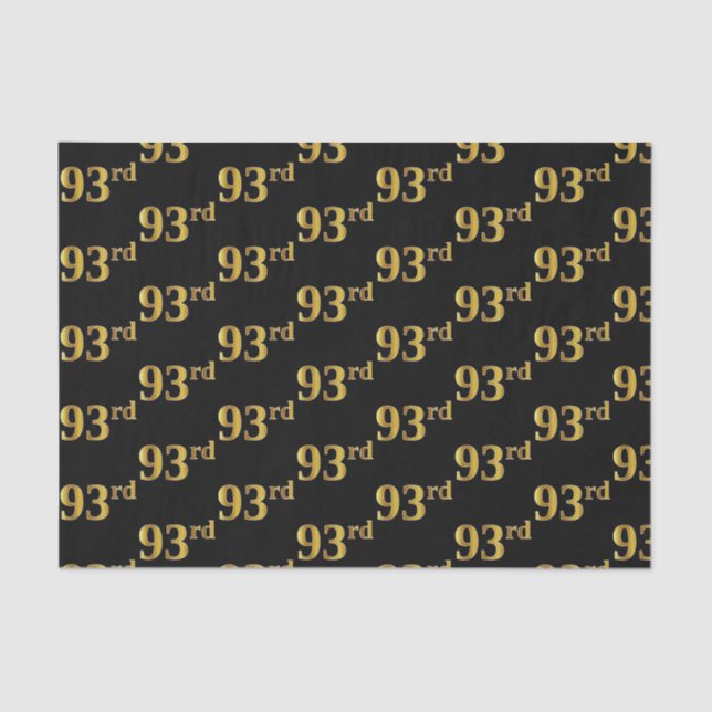 Black, Faux Gold 93rd (Ninety-Third) Event Tissue Paper (Front)