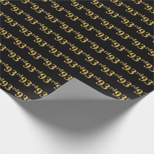 Black Faux Gold 93rd Ninety_Third Event Wrapping Paper