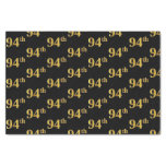[ Thumbnail: Black, Faux Gold 94th (Ninety-Fourth) Event Tissue Paper ]
