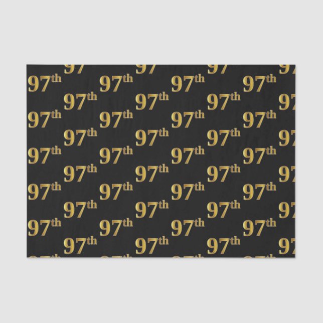 Black, Faux Gold 97th (Ninety-Seventh) Event Tissue Paper (Front)