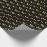 [ Thumbnail: Black, Faux Gold 97th (Ninety-Seventh) Event Wrapping Paper ]