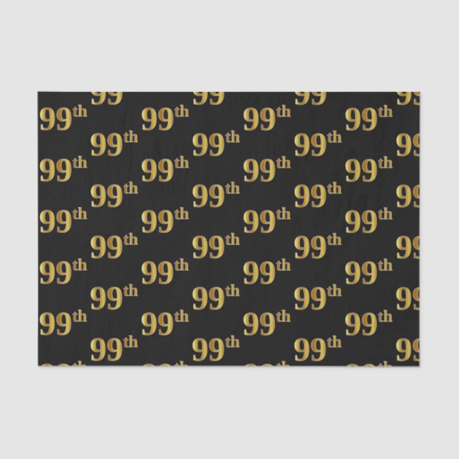 Black, Faux Gold 99th (Ninety-Ninth) Event Tissue Paper (Front)