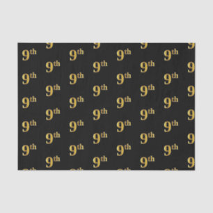 Black, Faux Gold 9th (Ninth) Event Tissue Paper