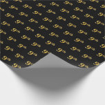 [ Thumbnail: Black, Faux Gold 9th (Ninth) Event Wrapping Paper ]