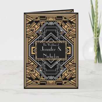 Black  Faux Gold And Silver Art Deco Style Announcement by Truly_Uniquely at Zazzle