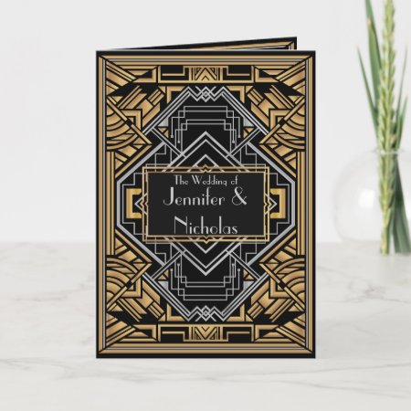 Black, Faux Gold And Silver Art Deco Style Announcement