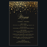 Black Faux Gold Foil Confetti Wedding Menu Card<br><div class="desc">Add an elegant accent to your event tablescape with this customizable menu card. It features faux gold foil confetti dots with an elegant script. Personalize this elegant menu card by adding your own details. This faux gold foil menu card is perfect for weddings, bridal showers, baby showers, and so much...</div>