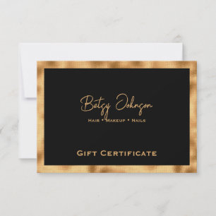 Black & Faux Gold Foil Gift Certificate Card
