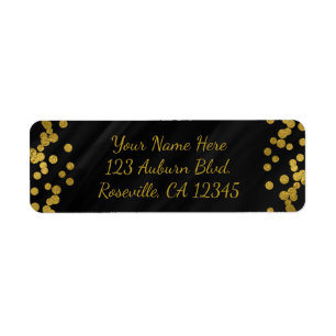 Black & Faux Gold Foil Glamour Dots Modern Label