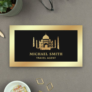 Black Faux Gold Foil Taj Mahal Travel Agent Business Card