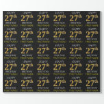 [ Thumbnail: Black, Faux Gold "Happy 27th Birthday" Wrapping Paper ]