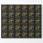 [ Thumbnail: Black, Faux Gold "Happy 29th Birthday" Wrapping Paper ]