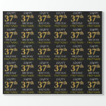 [ Thumbnail: Black, Faux Gold "Happy 37th Birthday" Wrapping Paper ]