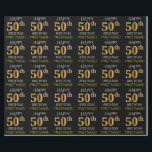 Black, Faux Gold "HAPPY 50th BIRTHDAY" Wrapping Paper<br><div class="desc">This wrapping paper design features a message like "HAPPY 50th BIRTHDAY",  with the "50th" having a faux/imitation gold appearance. It also features a custom name,  and a black colored background. It could perhaps be used when wrapping gifts being given for somebody’s fiftieth birthday. [~Z0000130]</div>
