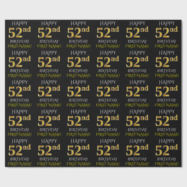 52nd Gold Lettering Black, Faux Gold