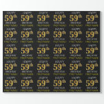 [ Thumbnail: Black, Faux Gold "Happy 59th Birthday" Wrapping Paper ]