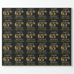[ Thumbnail: Black, Faux Gold "Happy 65th Birthday" Wrapping Paper ]