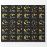 [ Thumbnail: Black, Faux Gold "Happy 67th Birthday" Wrapping Paper ]