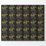 [ Thumbnail: Black, Faux Gold "Happy 68th Birthday" Wrapping Paper ]