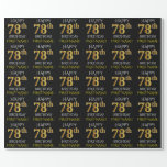 [ Thumbnail: Black, Faux Gold "Happy 78th Birthday" Wrapping Paper ]