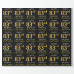 [ Thumbnail: Black, Faux Gold "Happy 83rd Birthday" Wrapping Paper ]