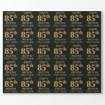 [ Thumbnail: Black, Faux Gold "Happy 85th Birthday" Wrapping Paper ]